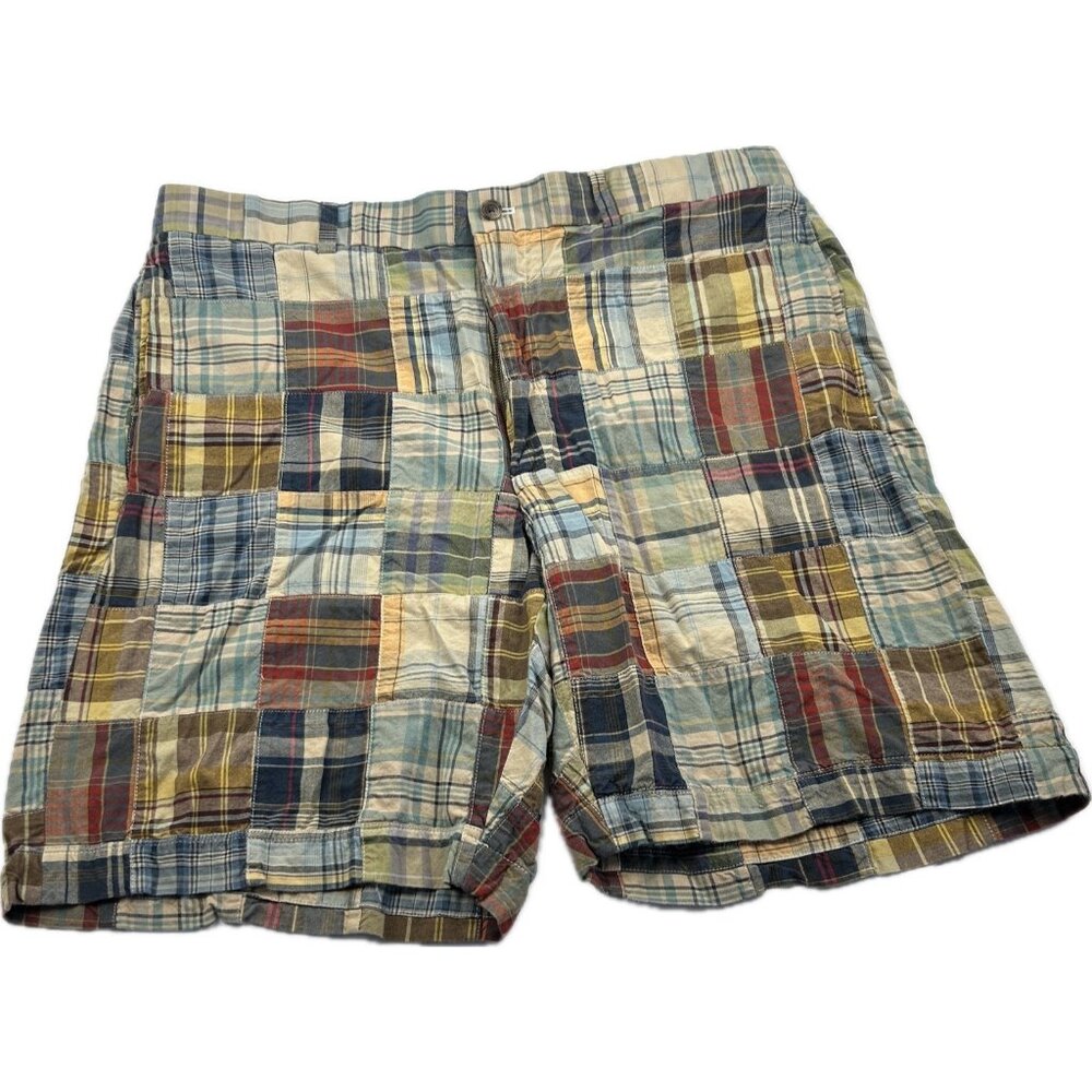 Brooks Brothers Shorts Men 38x 8 Multicolored Plaid Cotton Patchwork Madras